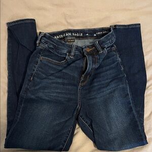 American Eagle Outfitters High Rise Jeans - Dark Blue Short